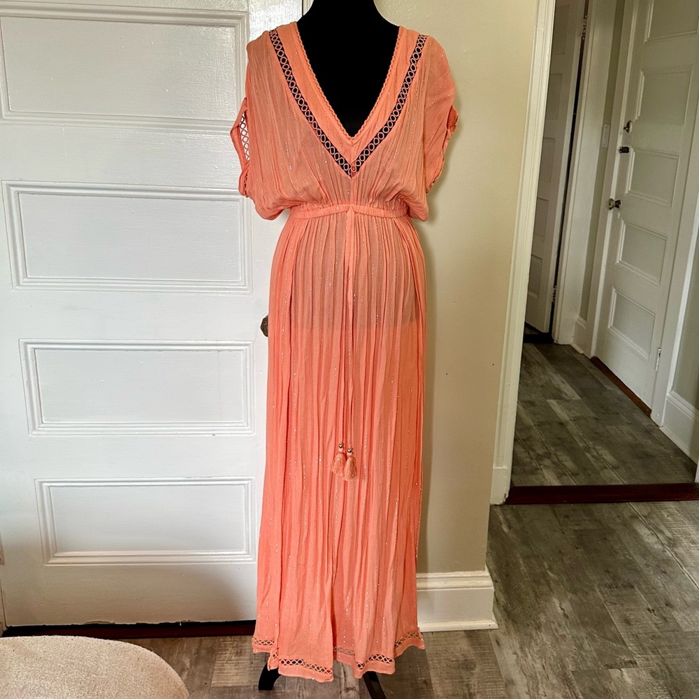 NWT Pink Coral Beach Z&L Europe Elegant Long Maxi Dress Cover Up Women’s Medium